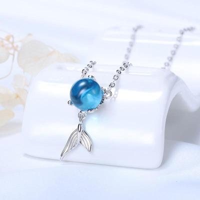 Guanming silver mermaid pendant necklace female s925 sterlin