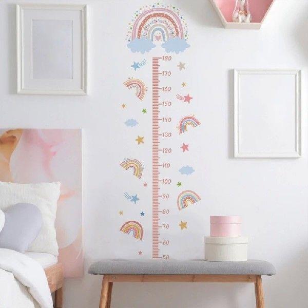 Cartoon Rainbow Wall Height Chart for Recording Kids Growth