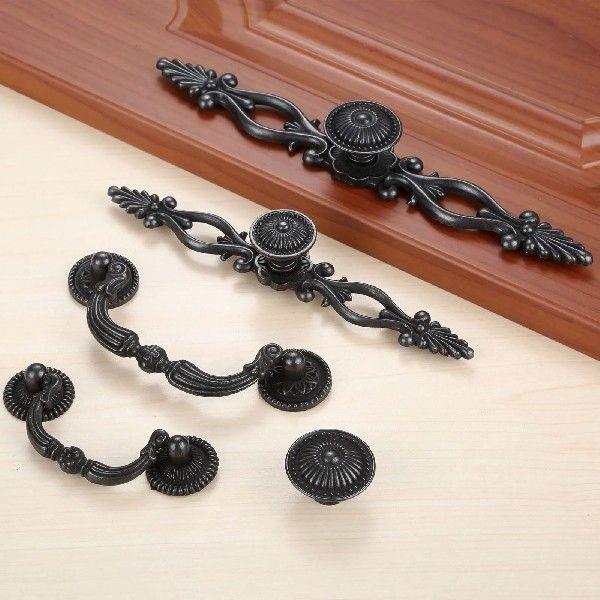 1pc Black Vintage Door Handles Antique Knobs and Handles
