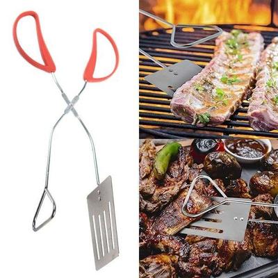 1pc Barbecue Tong Non-slip Grilled Food Bread Tong Metal