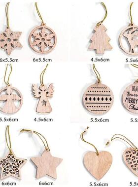 12PCS Christmas Wooden Pendants No Box Hallow Star/Angel