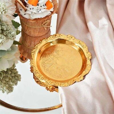 1PCS Silver Golden Iron Tray Glossy Plate for Decoration