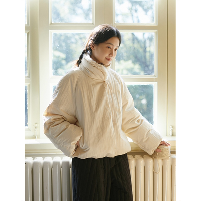 SeamsSense可拆卸毛领花苞羽绒服