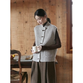 Seams Sense｜复古文艺秋冬百搭杂花灰牛角扣针织羊毛马甲01006