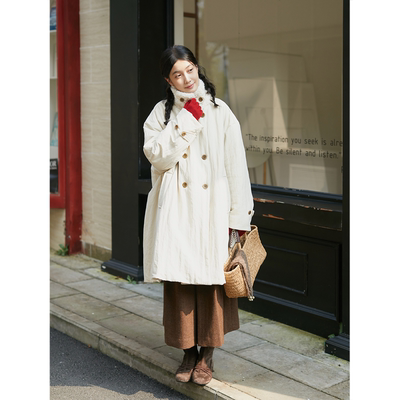 SeamsSense宽松毛领中长风衣棉服