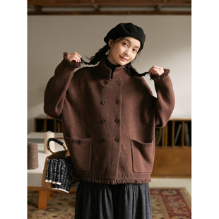 Seams 毛衣外套01025 Sense｜秋冬简约通勤流苏双排扣宽松针织开衫