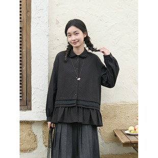 衬衫 宝领特种绣拼接长袖 上衣01039 Sense｜日系文艺双层元 Seams