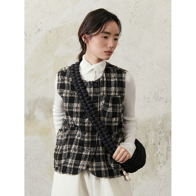 SeamsSense羊毛棉格纹马甲