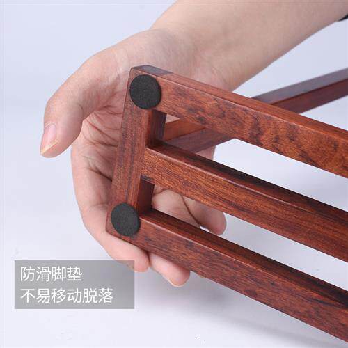 红木笔架嵌铜毛笔挂实木毛笔架红檀木榫卯结构明式简易5针铜挂件