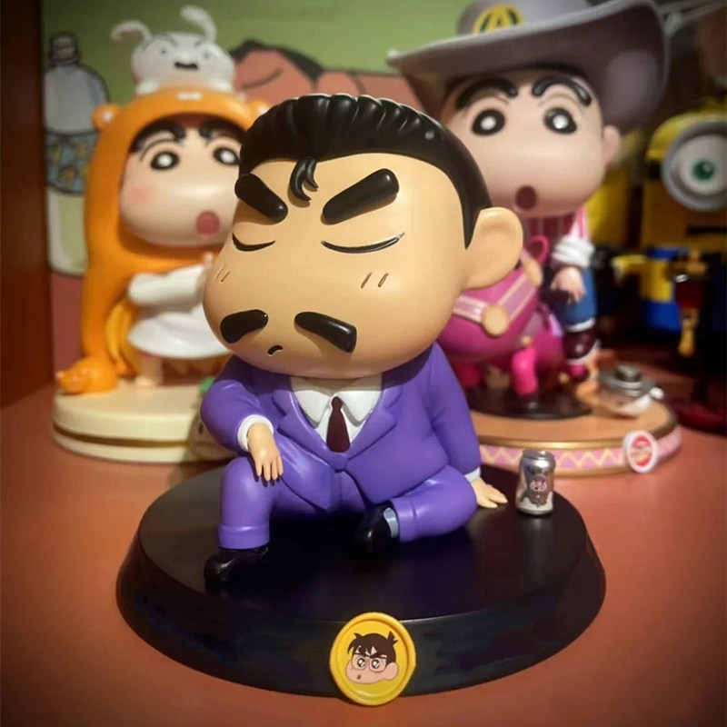 名侦探柯南毛利小五郎蜡笔小新手办模型车载可爱公仔摆件装饰用品