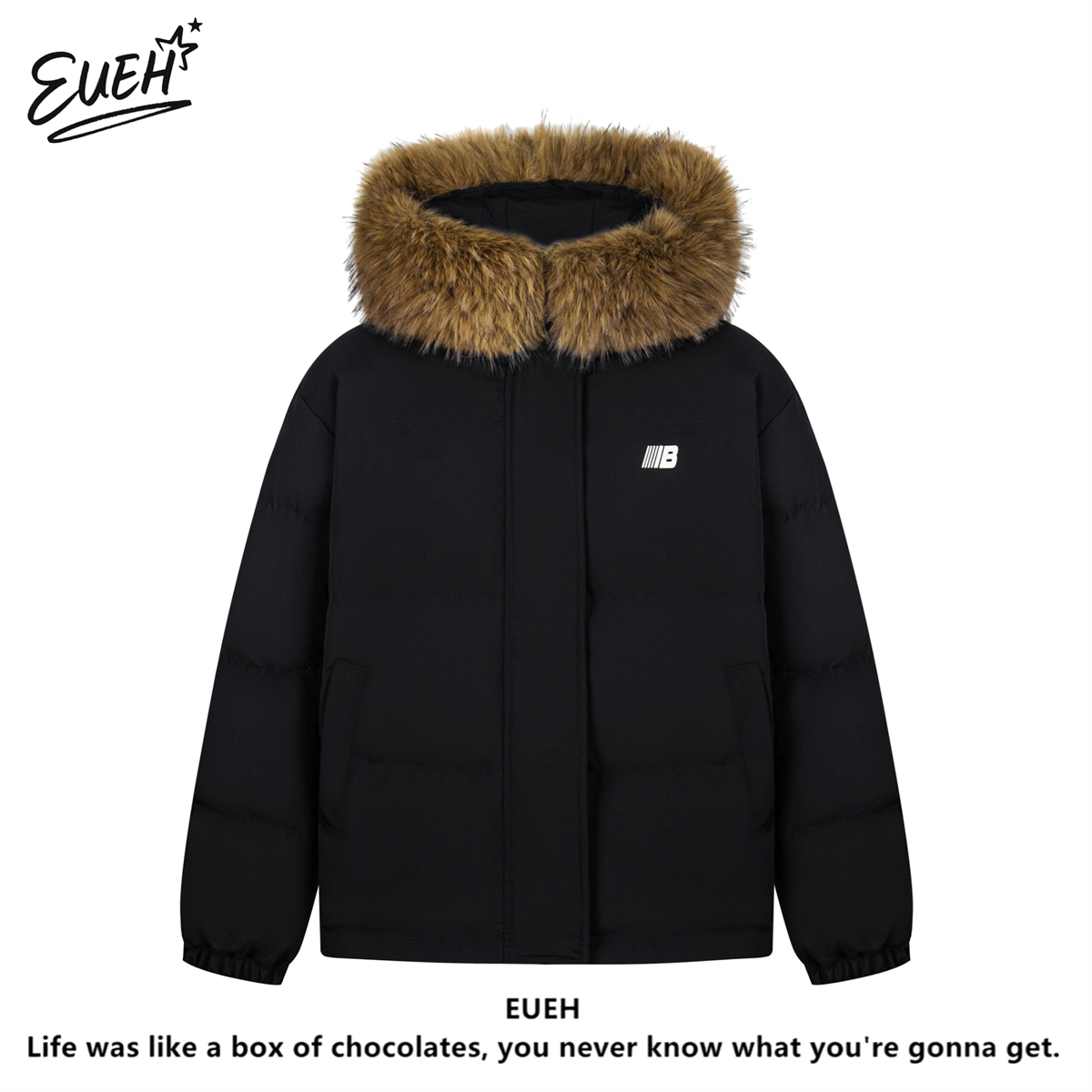 EUEH大毛领派克服男女棉衣外套