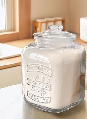 10斤玻璃密封储物罐家用大容量青梅酒米缸面粉桶八角形浮雕泡菜坛