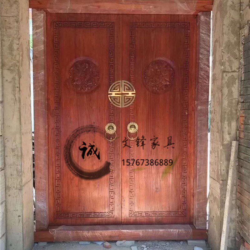 木庭院双b开大合实木围墙仿古木门开堂门进户双祠门四门院大门