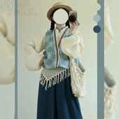 文艺复古套装 汉服女唐制褙子日常改良新中式 秋 云岫 芳华庭原创