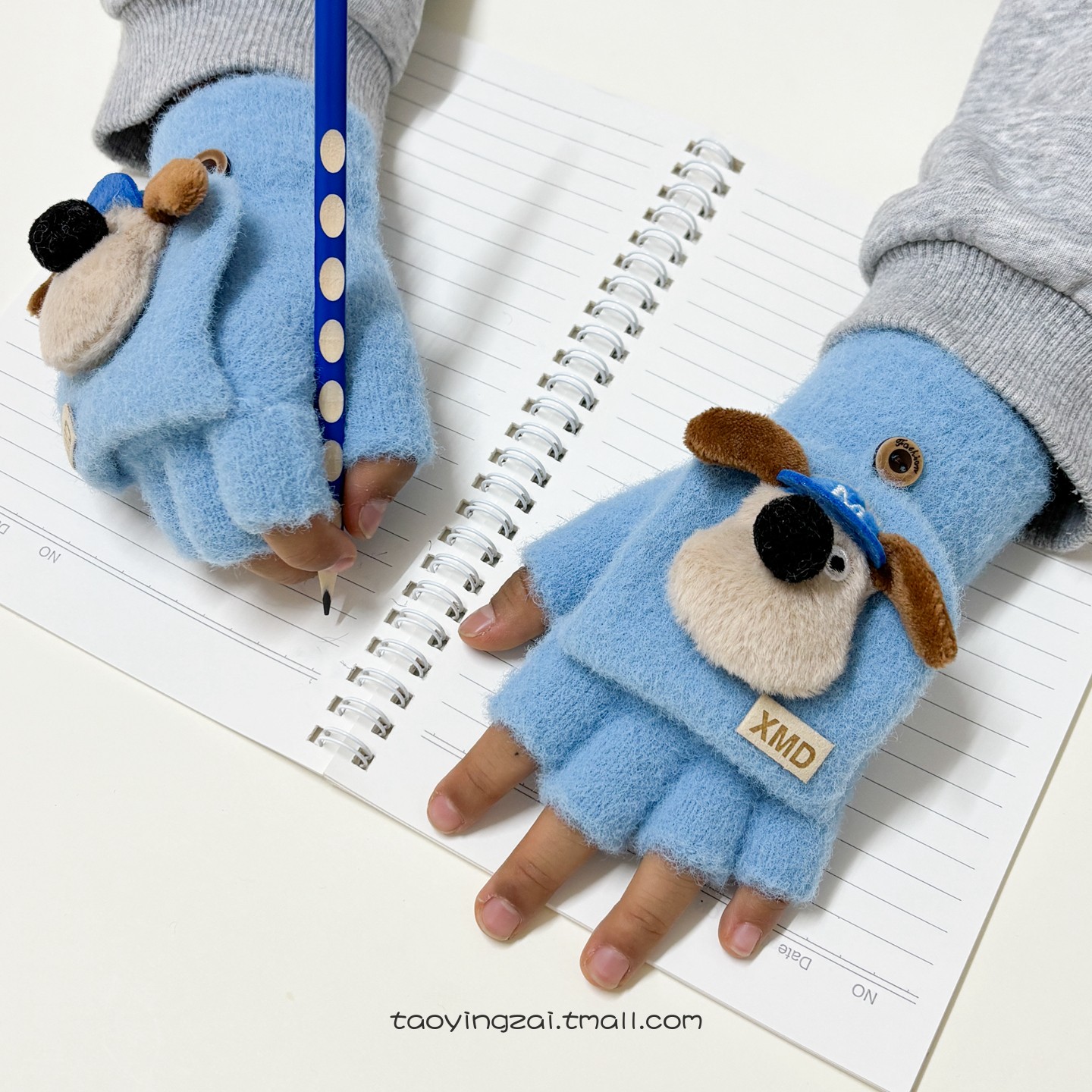 儿童半指翻盖手套可爱防风保暖