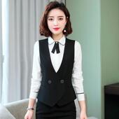 春秋职业马甲女西装 坎肩气质酒店美容院工作服两件套 马夹背心套装