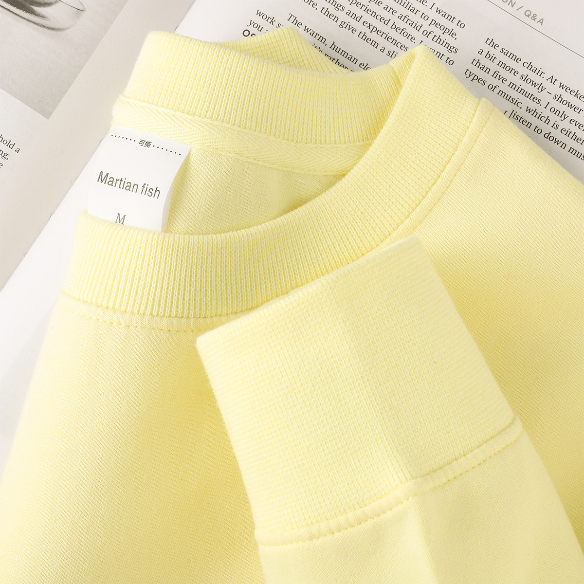 多巴胺/元气奶油黄 300g重磅螺纹圆领卫衣落肩长袖套头上衣男女春,男装,卫衣,淘宝优惠券,粉丝福利购,淘宝优惠卷