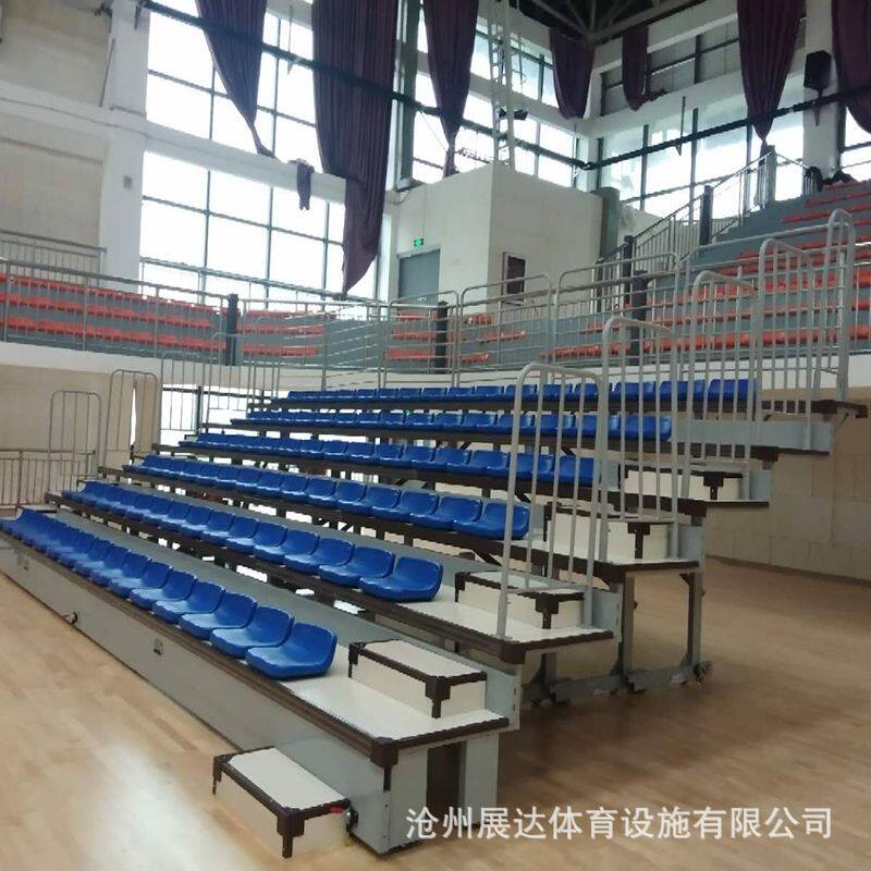 室内场馆伸缩看台座椅电动塑料等候椅室内活动座椅体育场移动折叠