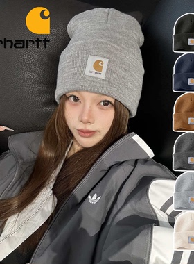 正品Carhartt卡哈特冷帽子男冬潮牌针织帽女大头围美式滑雪毛线帽