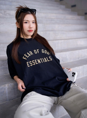 官网正品essentials短袖t恤男女FALL24新款字母植绒重磅FOG复线潮