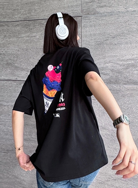 正品NewEra纽亦华短袖t恤男女mlb联名款热狗冰淇淋刺绣NY/LA小标