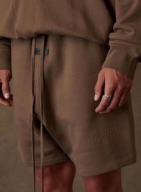 官网正品essentials短裤子男女fog复线植绒印花五分裤休闲运动裤