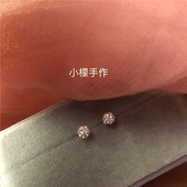 包邮 超闪亮 捷克钻球小耳钉 99足银手工麻花针耳骨钉 养耳防过敏