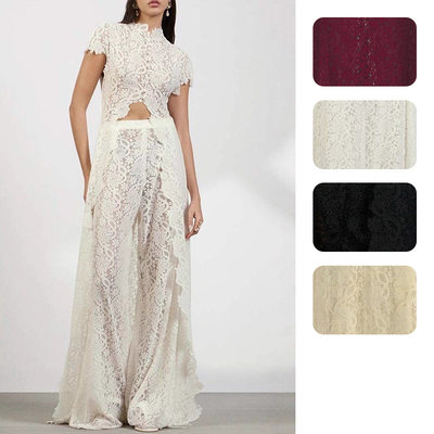 Women's lace hollow out fashionable and sexy two-piece set
