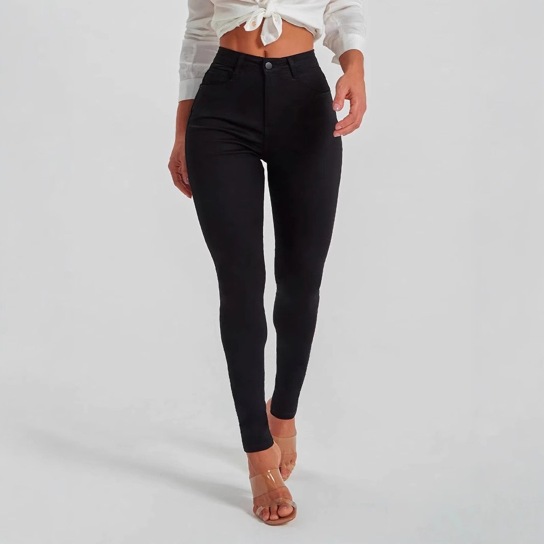 Women velvet jeans stretch high waist winter warm pants 女裤