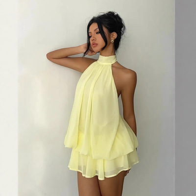 2026 sexy backless neck tied top dress 连衣裙