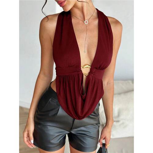 欧美时尚修身挂脖背心吊带短上衣女 halter crop tank top women