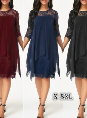 S-5XL women chiffon dresses plus size ladies lace skirt大码