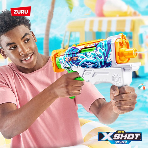zuruXSHOT特攻炫彩皮肤速充水枪500ml男女孩玩水泳池派对水上玩具