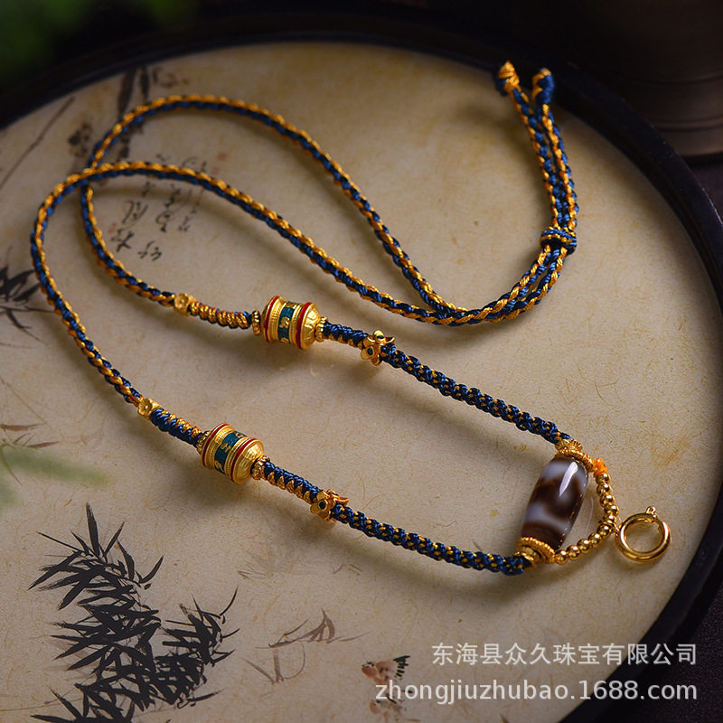 藏式手工编织天珠吊坠绳唐卡文玩图片