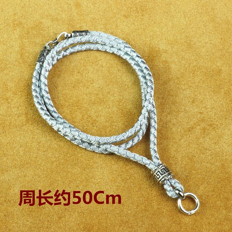 纯银手工龙鳞进口项链绳子男黑色吊坠挂绳挂件绳狼牙绳子银吊坠绳