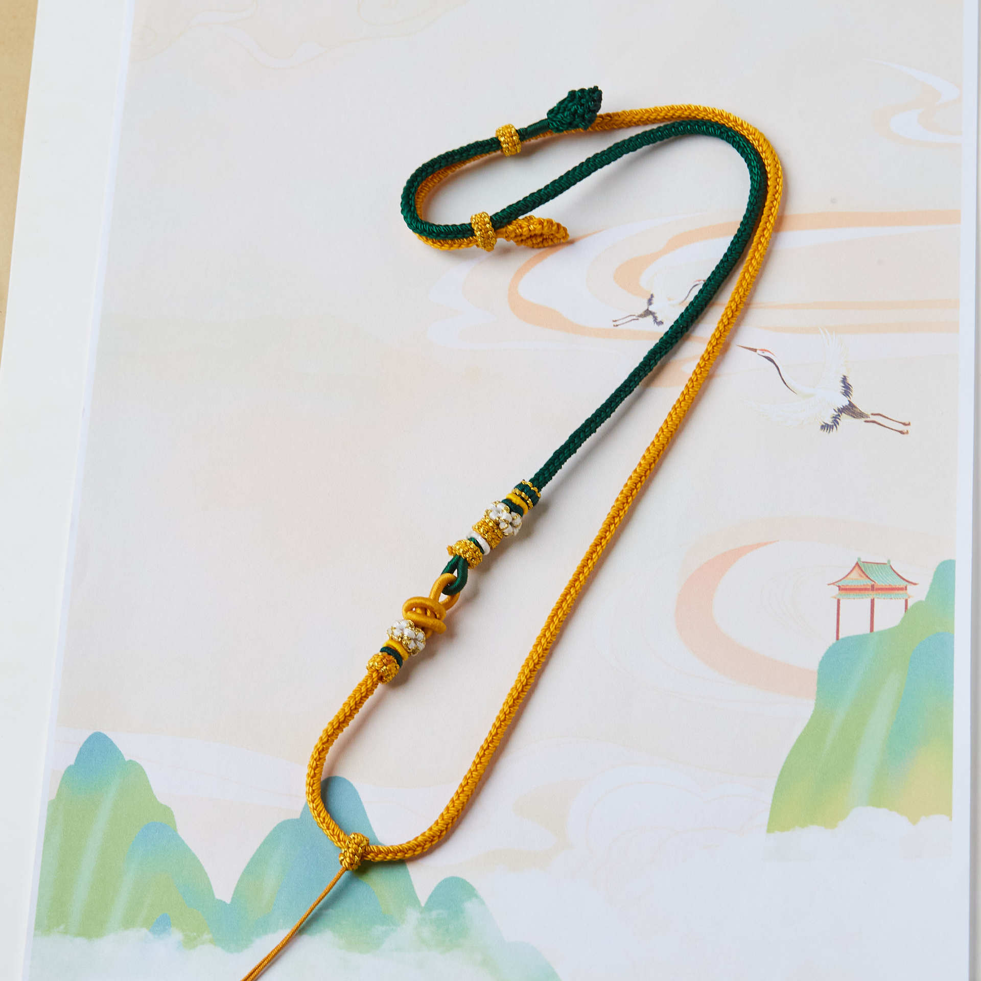 纯手工编织精工豪华高配版八股编双色桃花女士吊坠项链绳可调节