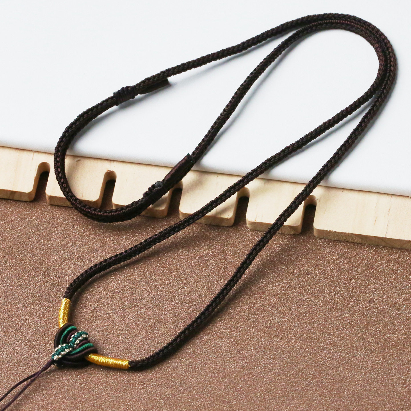 纯手工编织项链绳和田玉吊坠挂绳饰品编织绳子吊坠绳可调节简约款