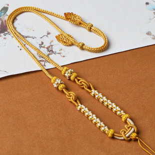 爆款锦鲤纯手工编织桃花结绳八宝罗盘黄金玉挂绳吊坠项链绳可调节