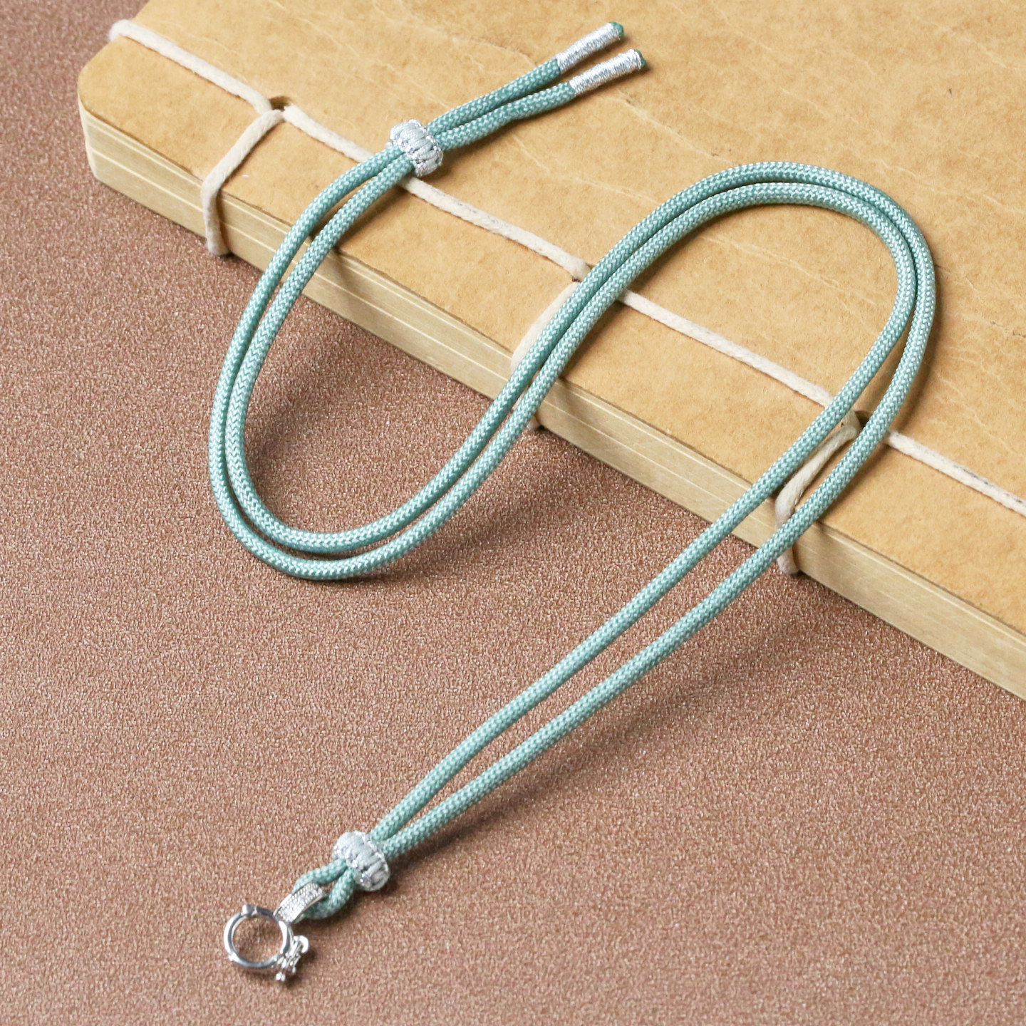 高档纯银万能扣手编吊坠挂绳翡翠玉佩玉坠和田玉项链挂件绳子男女