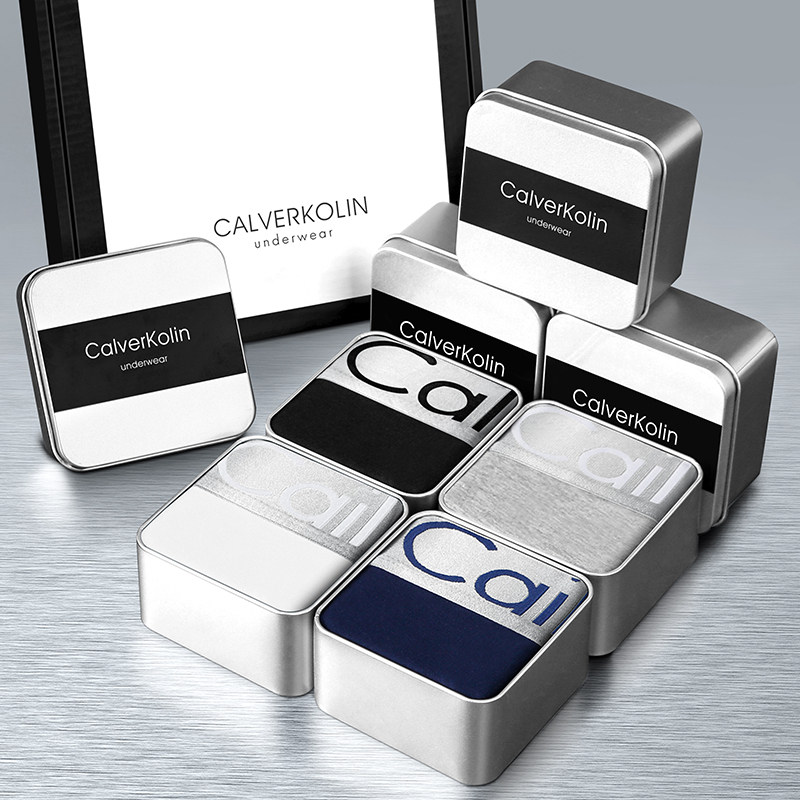 正品CK&CalverKolin男士内裤纯棉平角裤运动四角裤透气4条礼盒装,女士内衣/男士内衣/家居服,男平角内裤,淘宝优惠券,粉丝福利购,淘宝优惠卷