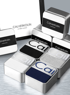 正品CK&CalverKolin男士内裤纯棉平角裤运动四角裤透气4条礼盒装