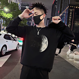 Y338/P58控78秋季痞帅小伙潮牌烫钻印花设计感男士卫衣长袖黑首1，男装卫衣，星座305B