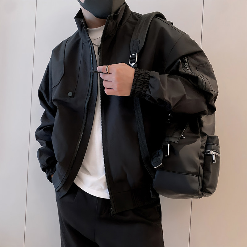 JK321/P108控148秋季小伙解构设计派克服夹克工装外套男黑首1,男装夹克,星座305B