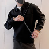 Y342/特P68控98秋季痞帅小伙半高领假两件翻领轻奢长袖卫衣男黑首，男装卫衣，星座305B