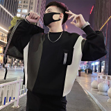 Y25/特P78控108秋社会小伙重工撞色拼接立体口袋长袖卫衣男黑首2，男装卫衣，星座305B