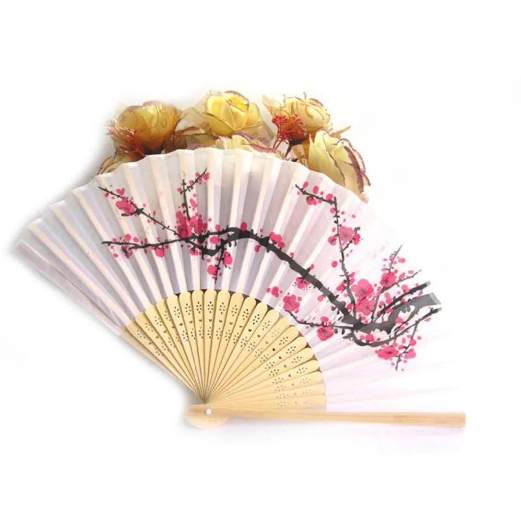 Foldable Cherry Hand Fan Blossom Fans Asian Wedding Portabl