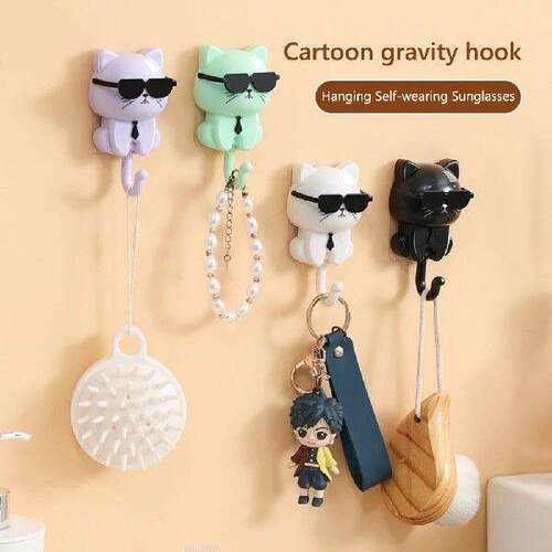 Creative Cute Cat Key Holder Adhesive Cat Key Hanger