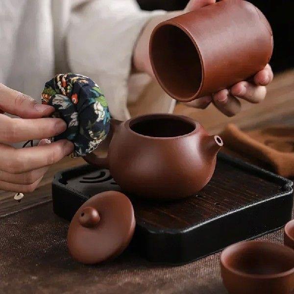 Ceramic Purple Sand Tea Cups Portable Teapot Set Outdoor