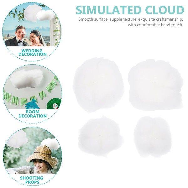 4 Pcs Faux Plants Indoor Simulated Cotton Cloud Decoration