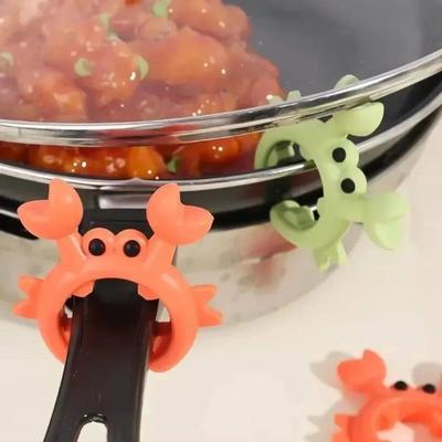 4/1PCS Silicone Spatula Rack Small Crab Anti Scalding Overfl
